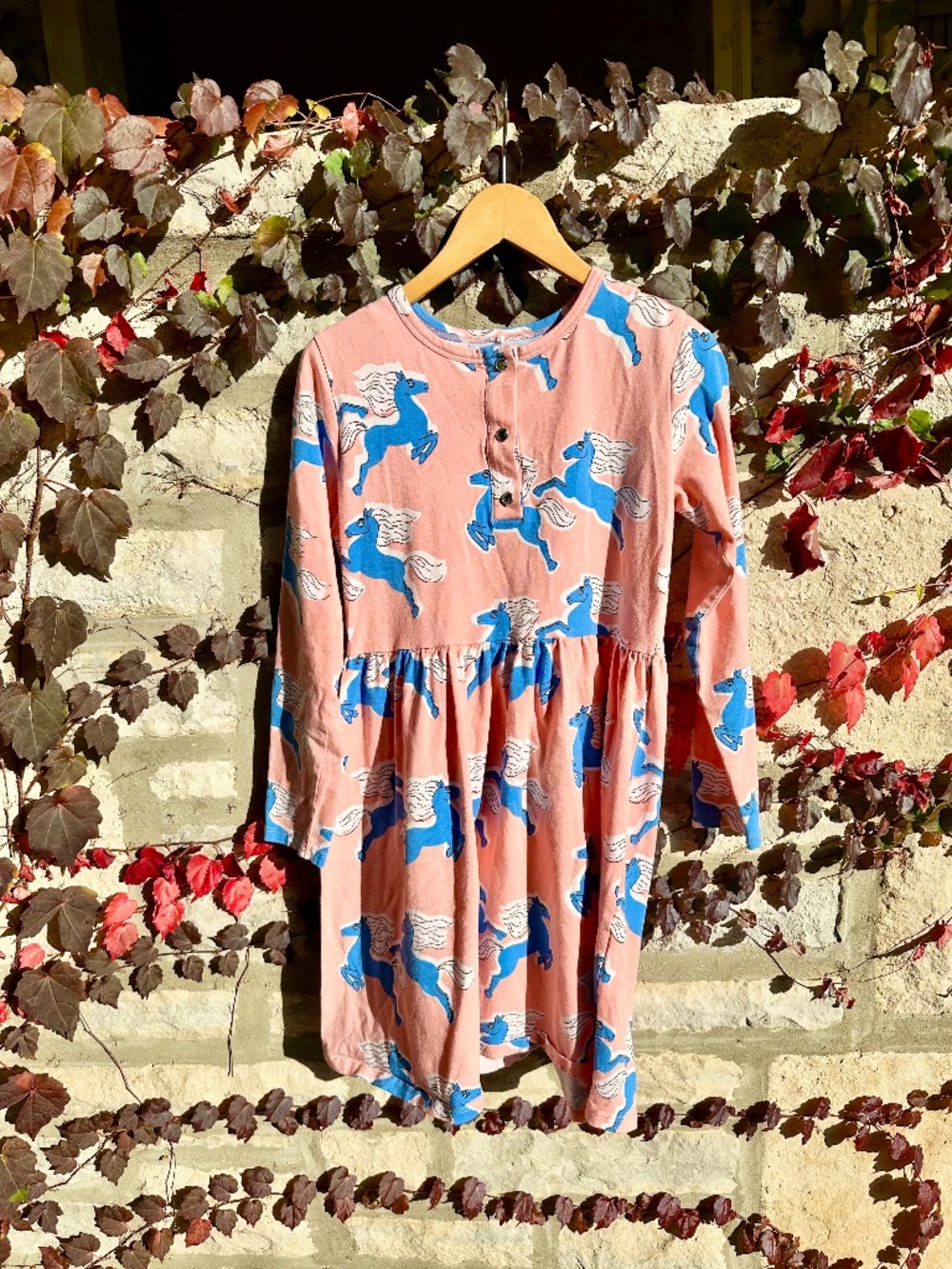 Mini Rodini Horse Dress EUC pink 140/146 9-11 years